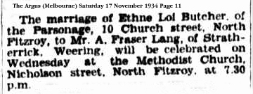 Ethne Loi BUTCHER marriage 1934