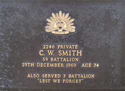 CW SMITH plaque